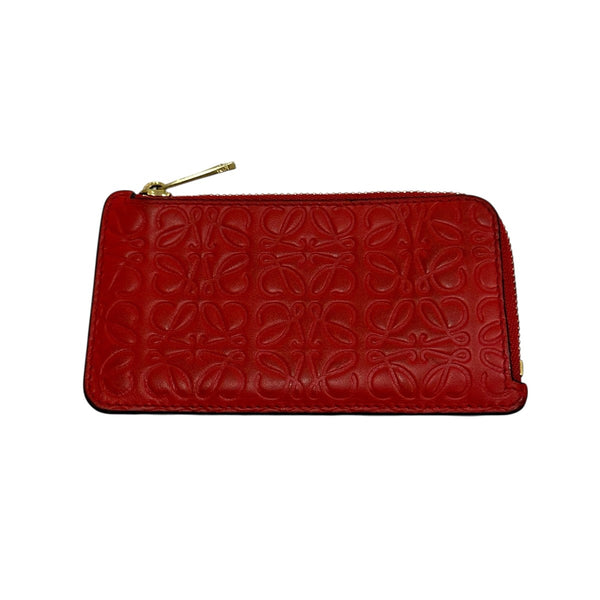 ロエベ カードケース リピートアナグラム レザー 赤　本日限定価格‼️ ロエベ カードケース リピートアナグラム レザー 赤 本日限定価格