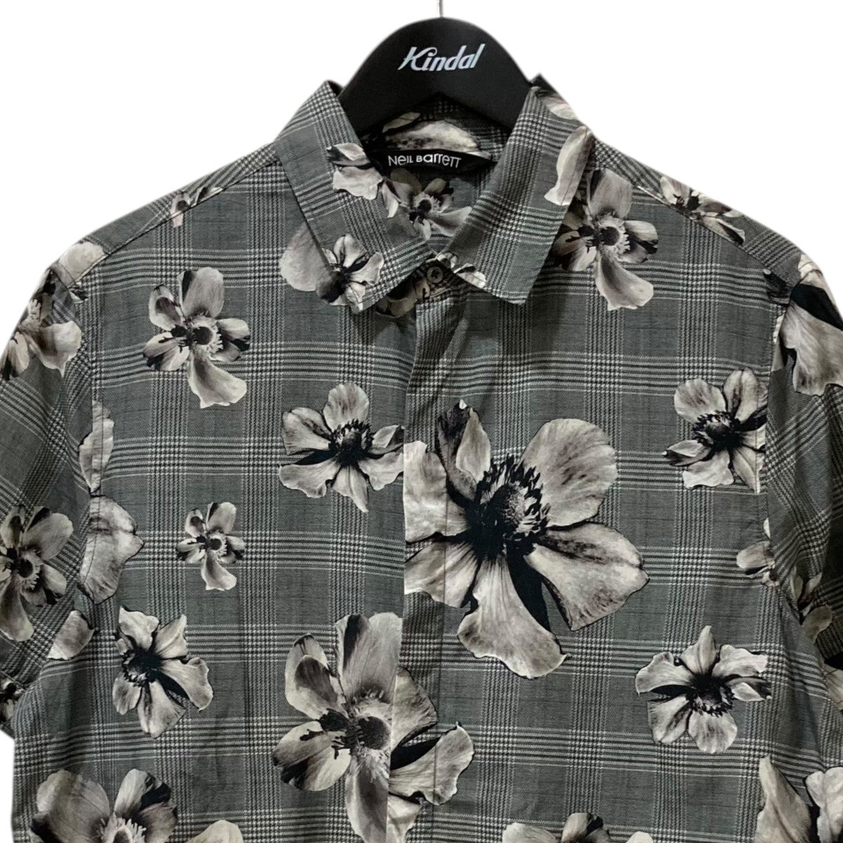 NEIL BARRETT チェック×花柄半袖シャツBCM1161S 古着・中古-3枚目のアイテム画像
