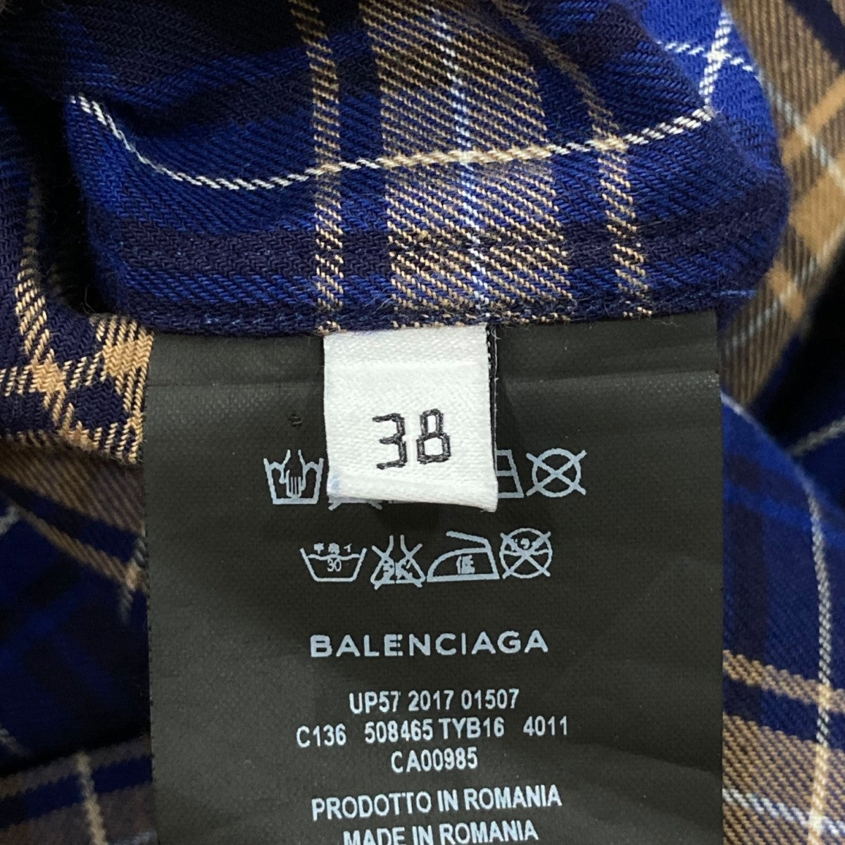 BALENCIAGA(バレンシアガ) バックロゴプリント チェックシャツ 508465