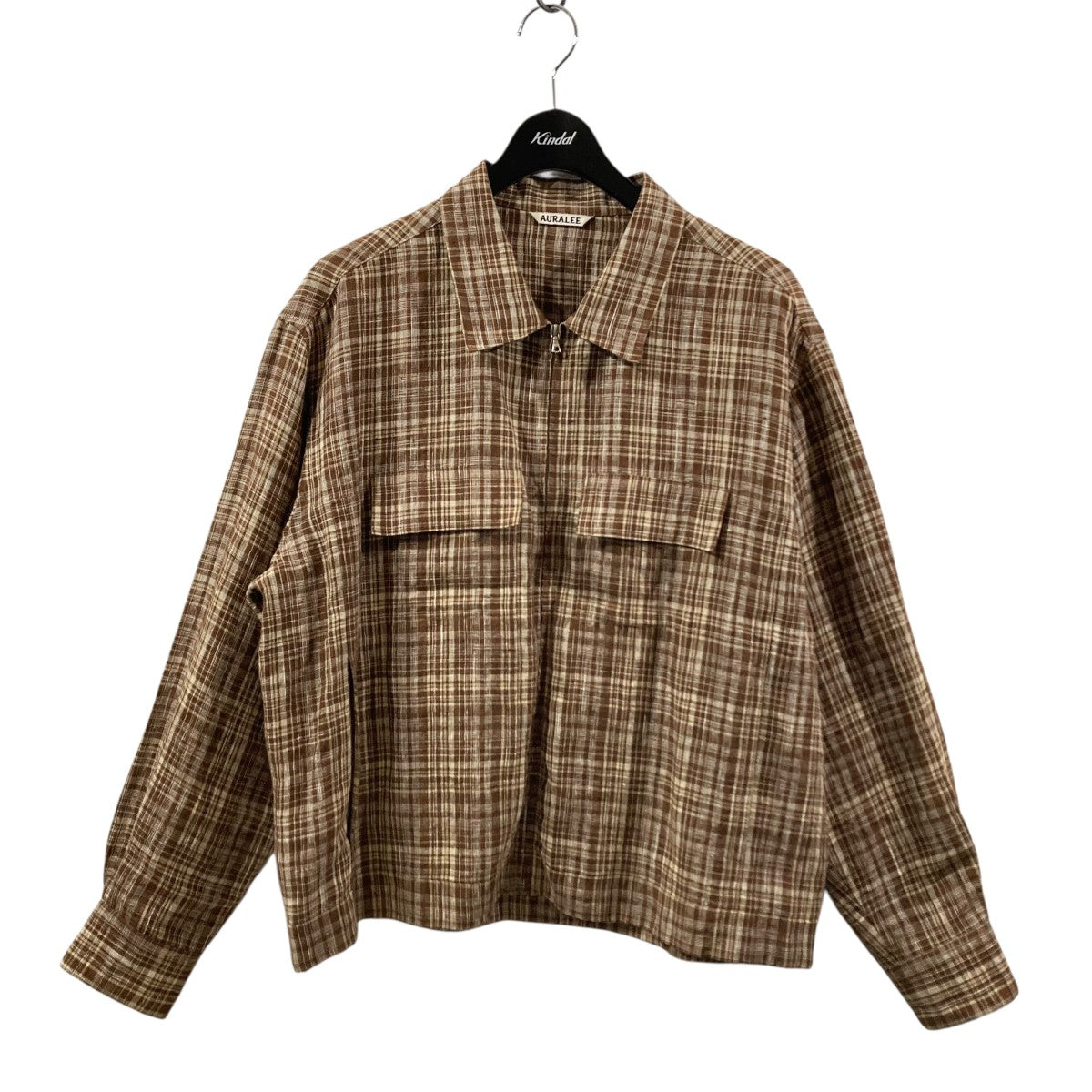 AURALEE(オーラリー) LINEN SILK CHECK ZIP BLOUSONジップ