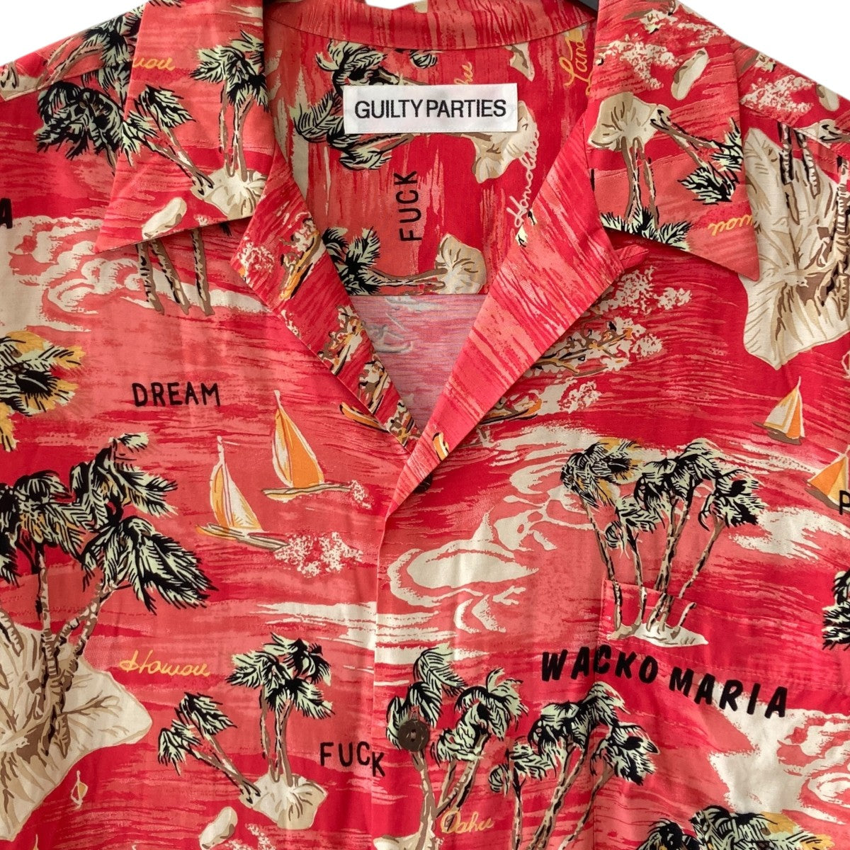 WACKOMARIA 百合アロハ　RED Lサイズ WACKO MARIA(ワコマリア) HAWAIIAN SHIRTSアロハシャツ レッド