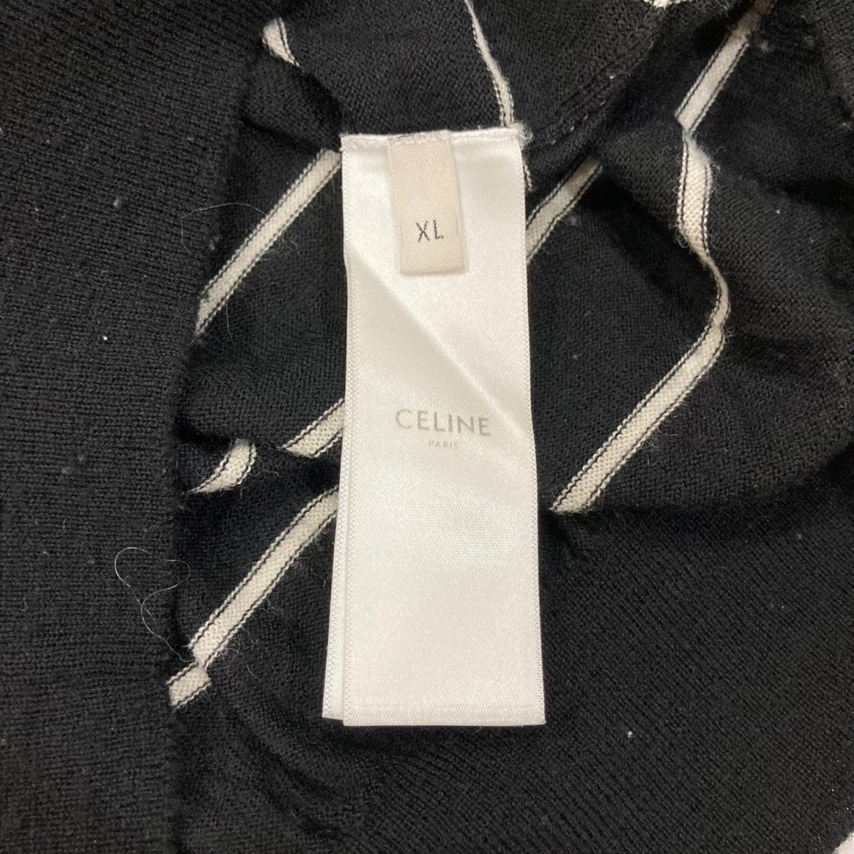 CELINE(セリーヌ) ストライプ柄トリオンフ刺繍 ニットポロシャツ