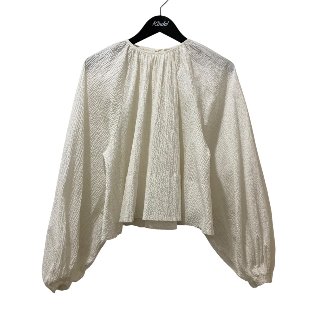 【新品未使用】yori ヨリ　ドライコンパクト裏毛フレアTee ホワイト　36 yori(ヨリ) ポコポコギャザーブラウス YR21-23013SP-2 YR21