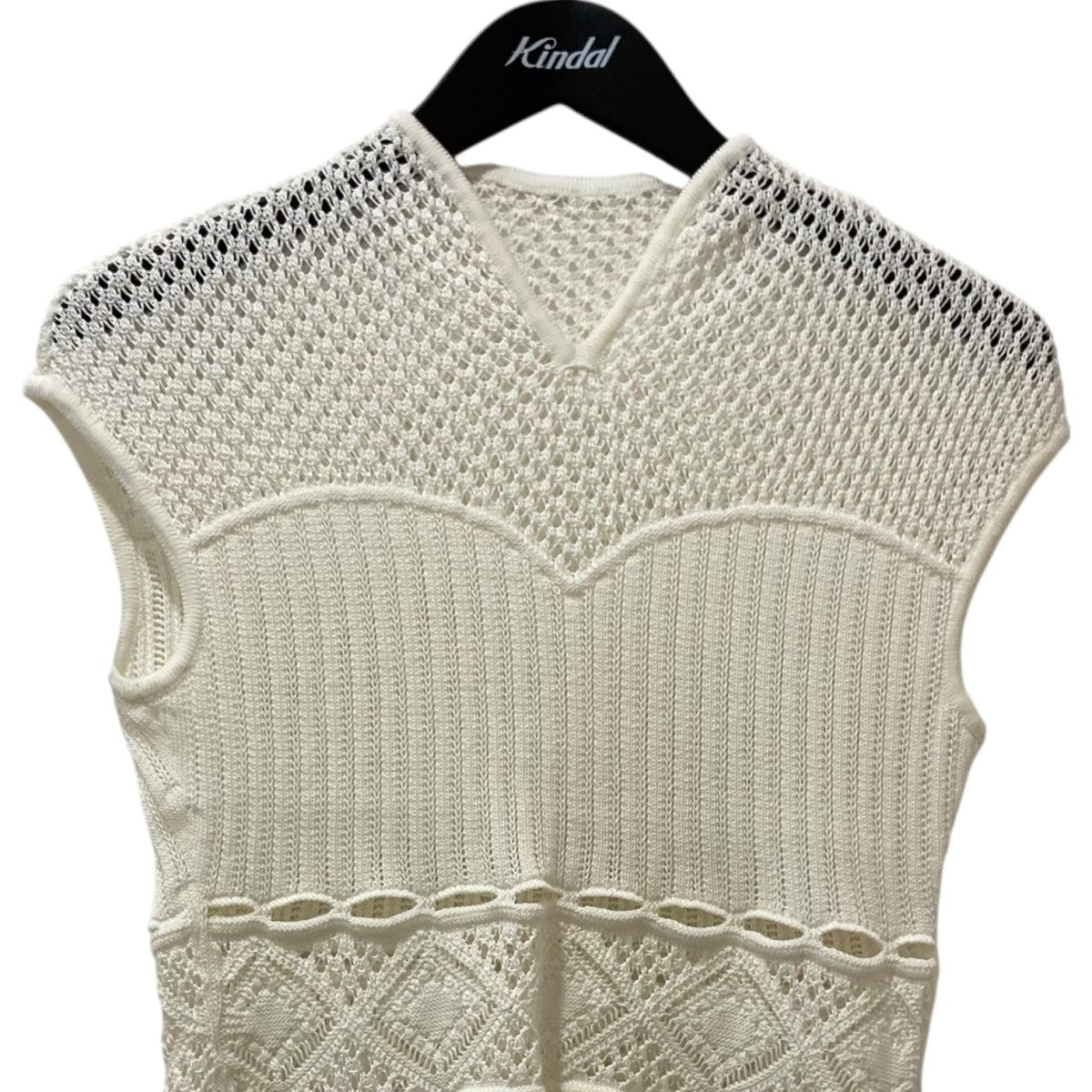 マメクロゴウチ　ノースリーブ　ニット　白 mame kurogouchi(マメクロゴウチ) 24SSCotton Lace Sleeveless