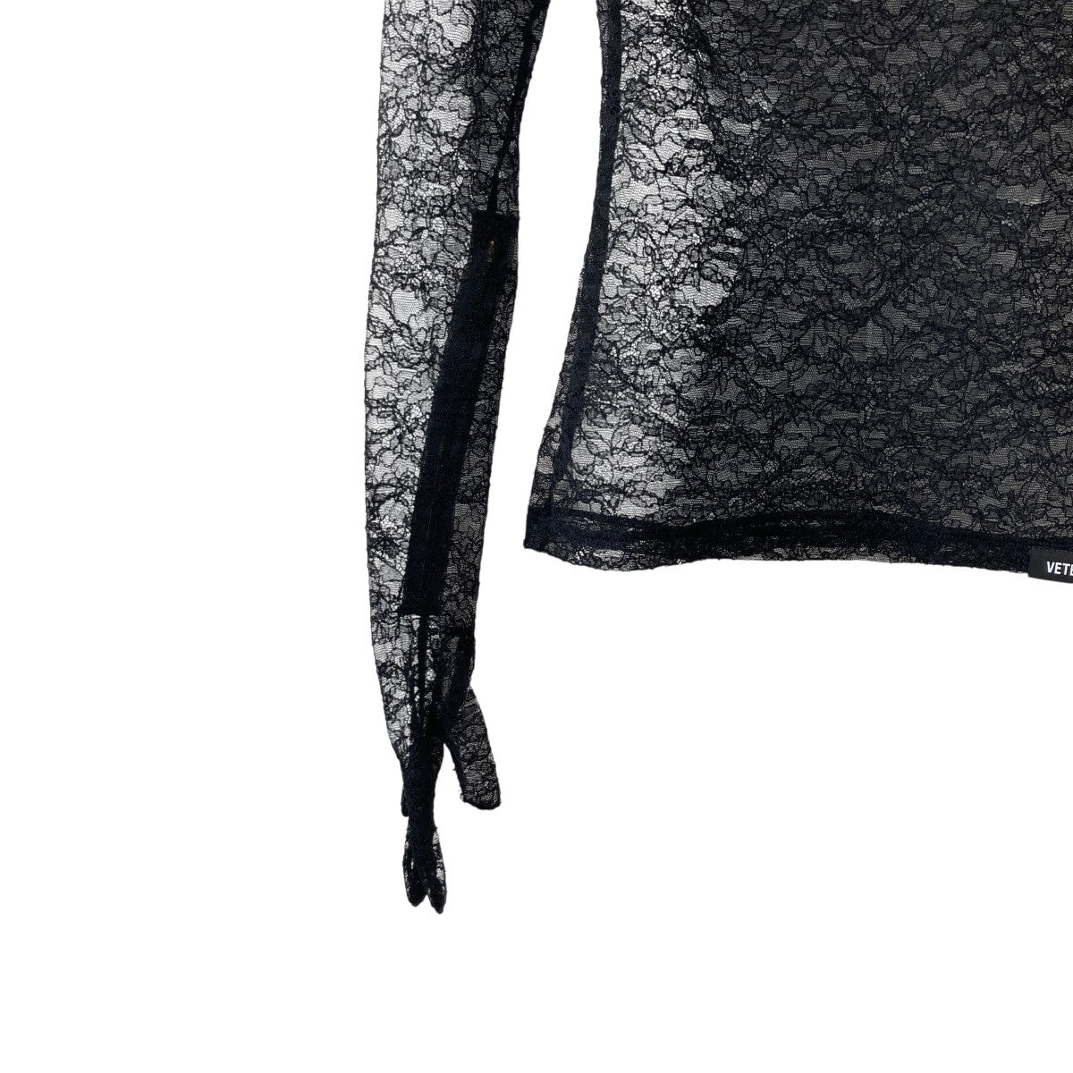 VETEMENTS(ヴェトモン) floral-lace glove-sleeve topシアー