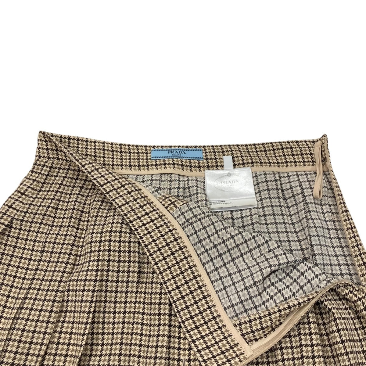 PRADA(プラダ) 千鳥柄プリーツスカートP100XL P100XL ベージュ