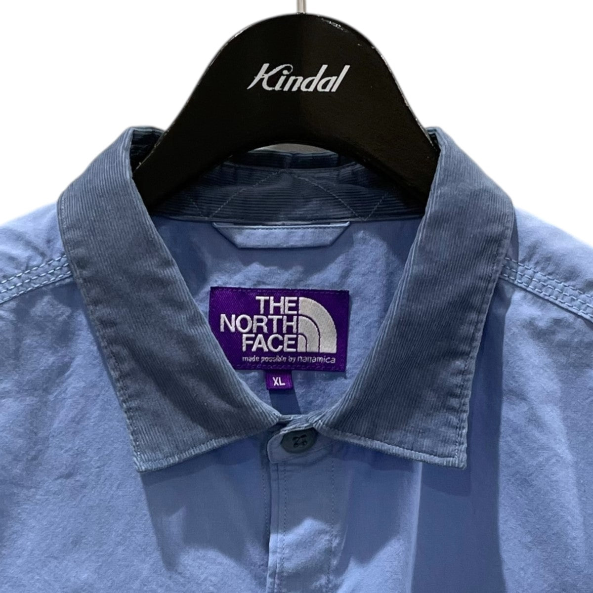 ノースフェイスパープルレーベルのコーデュロイバンドカラー長袖シャツ　黒　Lサイズ THE NORTH FACE PURPLE LABEL (ザ ノースフェイス パープル