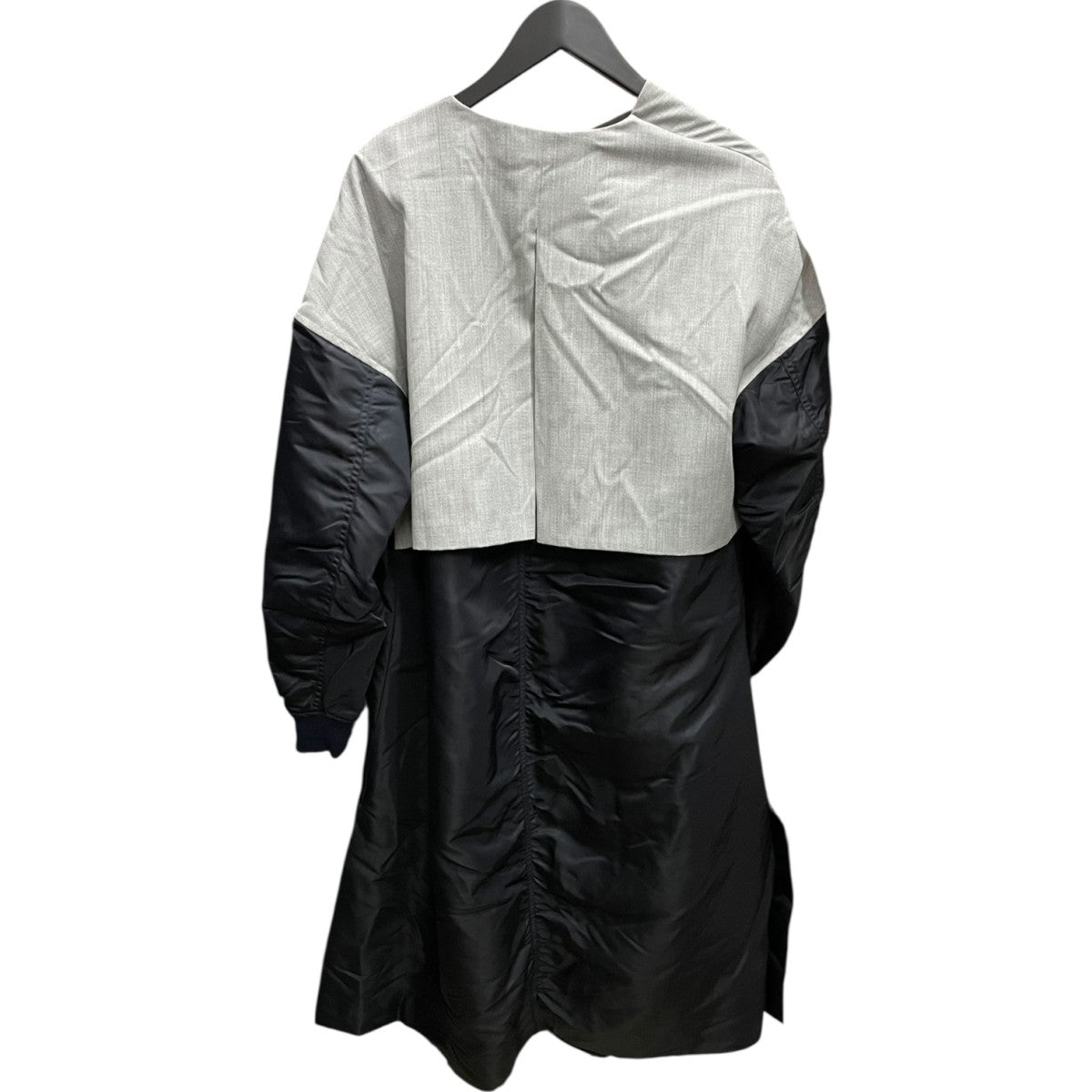 エンフォルド　ノーカラーナイロンコート ENFOLD(エンフォルド) ナイロンツイル ミックスファブリック