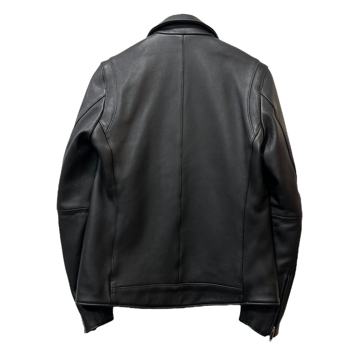 【美品】STUDIOUS シングルライダースジャケット（サイズ2・ブラック） ステュディオス シングルライダース ジャケット ラム革 羊革 黒