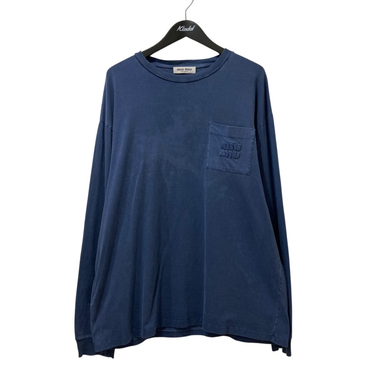 MIU MIU(ミュウミュウ) ロゴ刺繍ロングTシャツ MJL044 スカイ