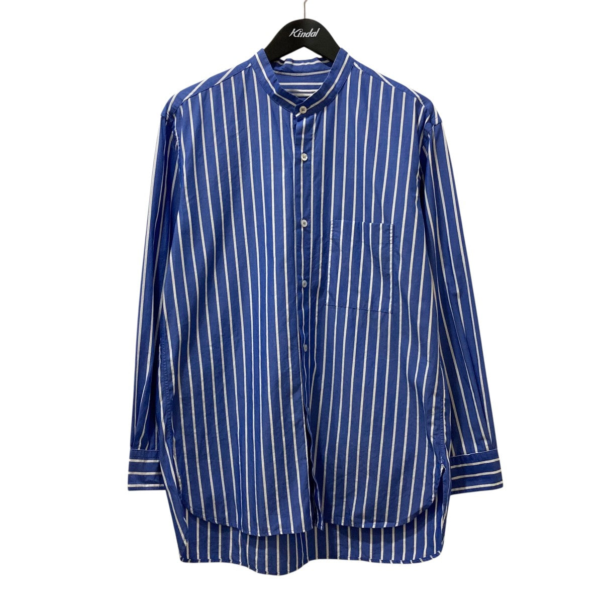STRIPED COTTON MAO SHIRTストライプバンドカラーシャツ