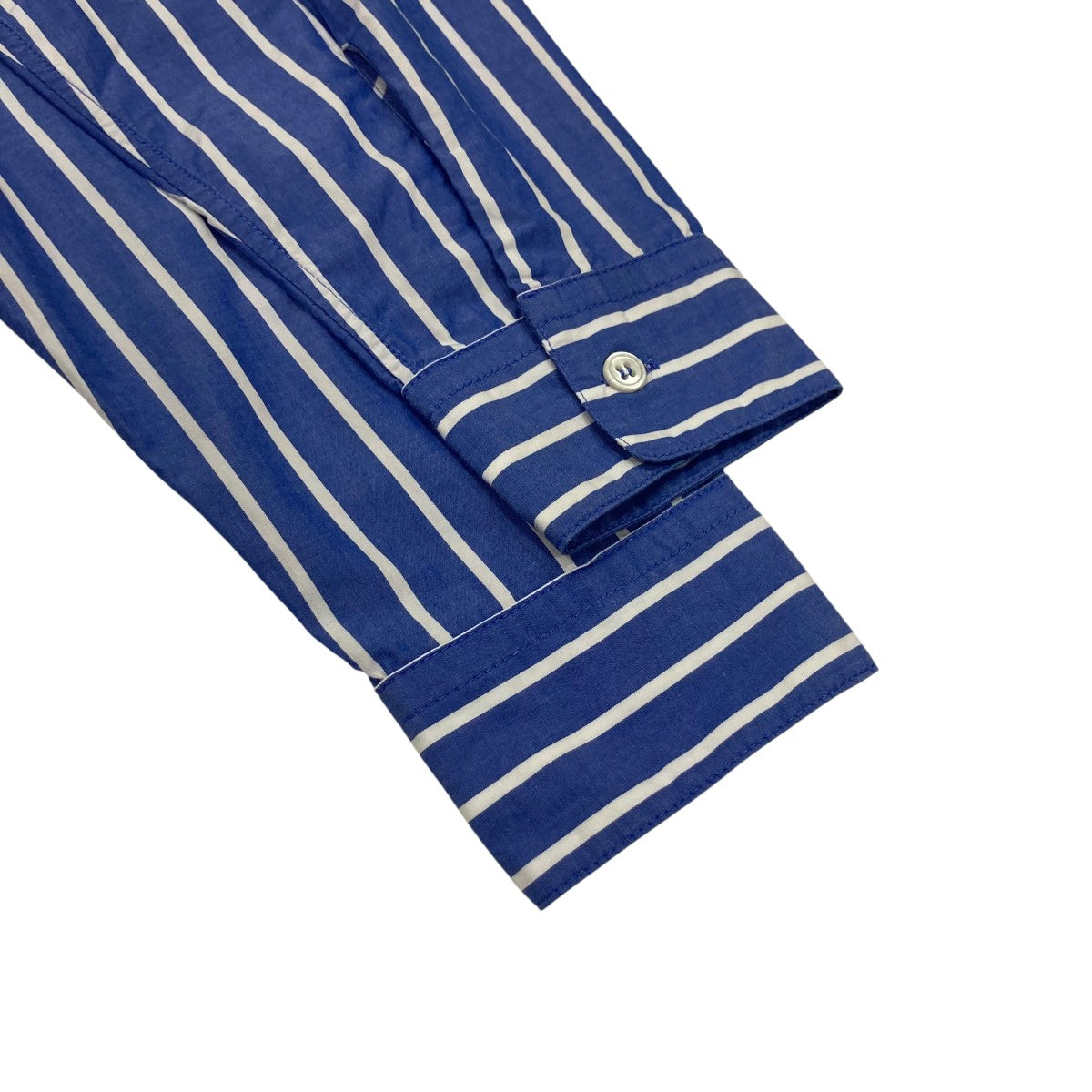 STRIPED COTTON MAO SHIRTストライプバンドカラーシャツ