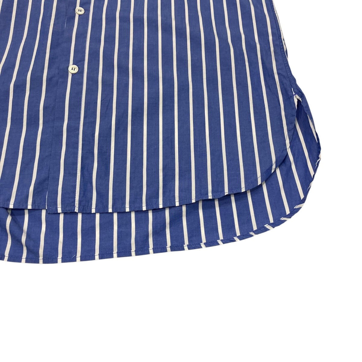 STRIPED COTTON MAO SHIRTストライプバンドカラーシャツ