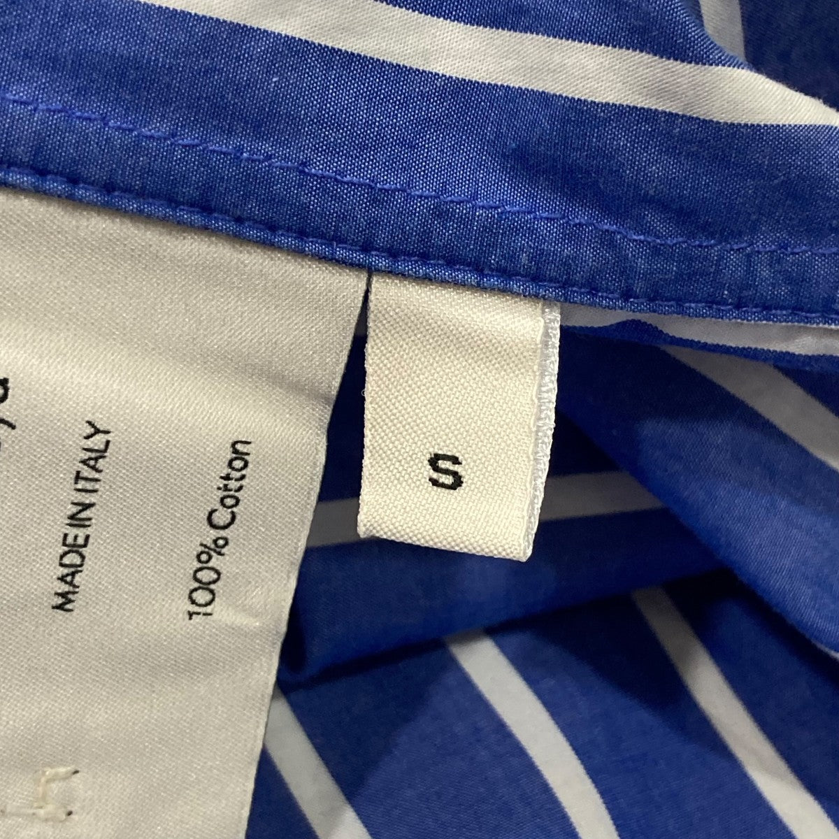 STRIPED COTTON MAO SHIRTストライプバンドカラーシャツ