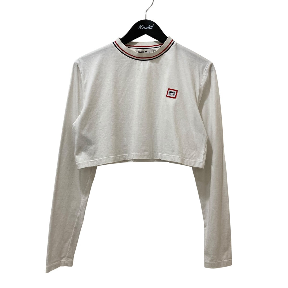 高級◆miu miu クロップド Tシャツ ホワイト L MIU MIU - 【極美品】MIU MIU Tシャツ 長袖 クロップド ホワイト