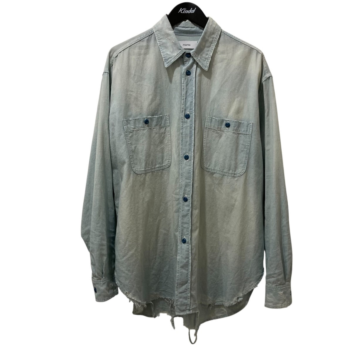 MARKA FADED INDIGO CHAMBRAY ダメージ加工ロングスリーブシャツM24B03SH01C 古着・中古-1枚目のアイテム画像