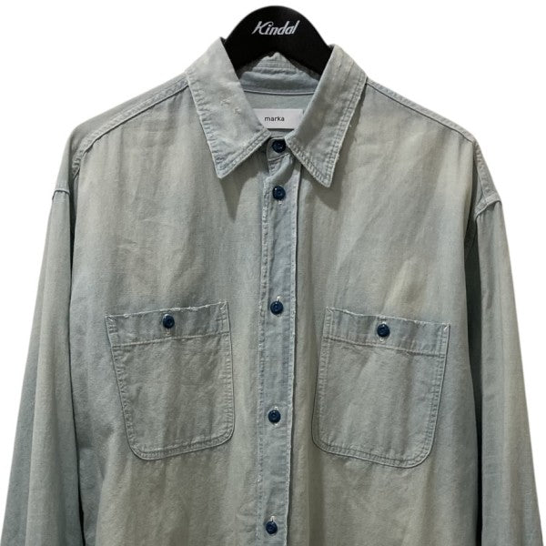 MARKA FADED INDIGO CHAMBRAY ダメージ加工ロングスリーブシャツM24B03SH01C 古着・中古-3枚目のアイテム画像