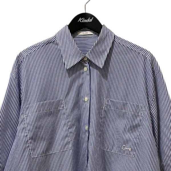 クラネ CLANE ストライプ 半袖シャツ 18122-4202 ブルー×ホワイト サイズ：2 CLANE(クラネ) ストライプ半袖シャツ18122-4202 18122-4202