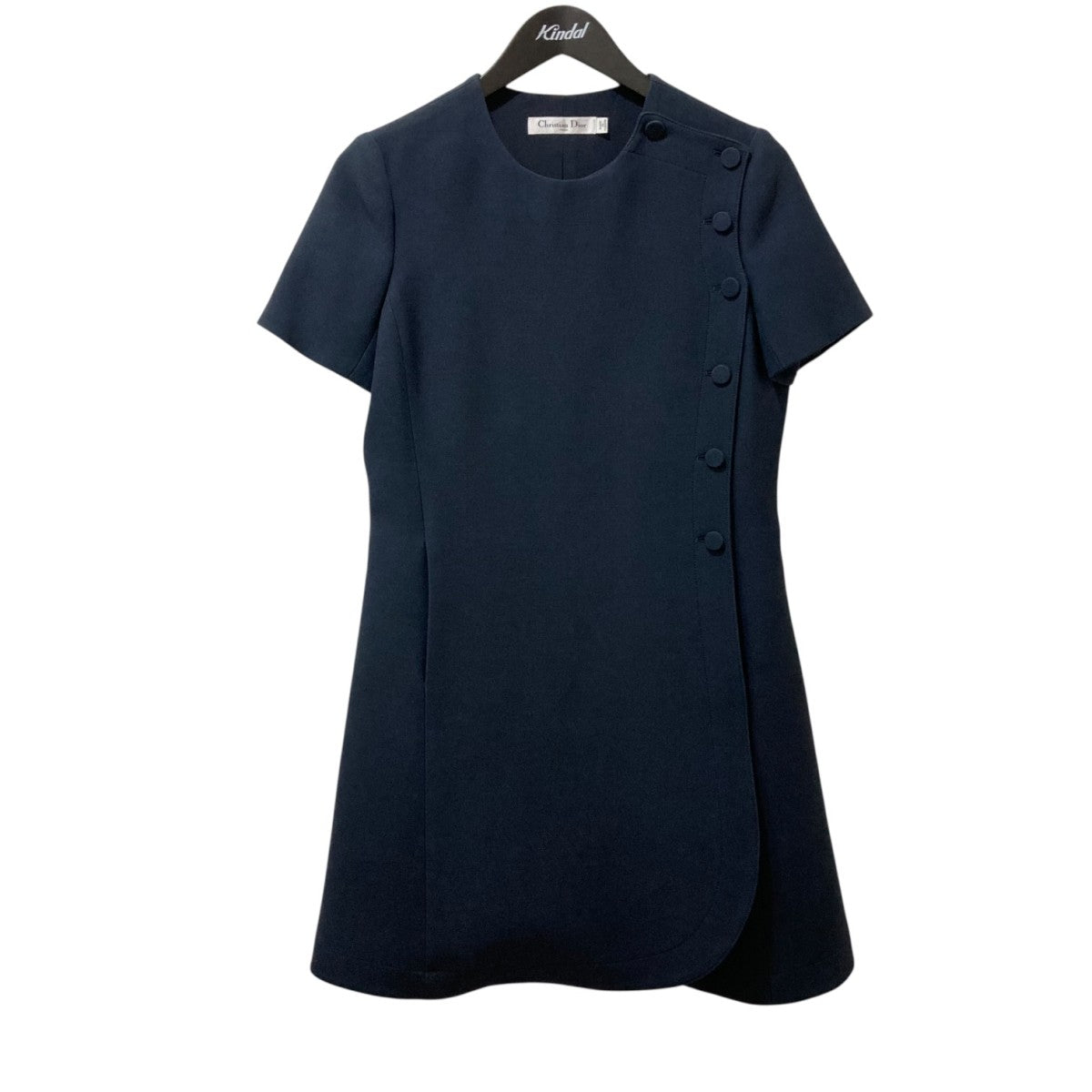 Christian Dior 半袖ワンピース　黒、トリミング青　9号 Christian Dior(クリスチャンディオール) ワンピース127R40A2970