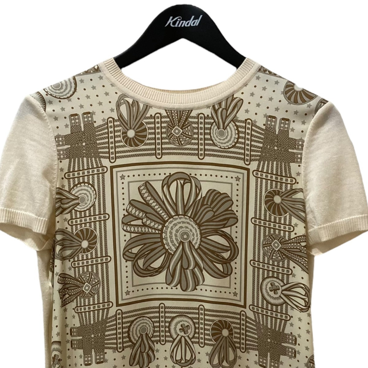 ☆美品☆HERMES ツイルレーヌ シルクxサマーニット 半袖ブラウス S  