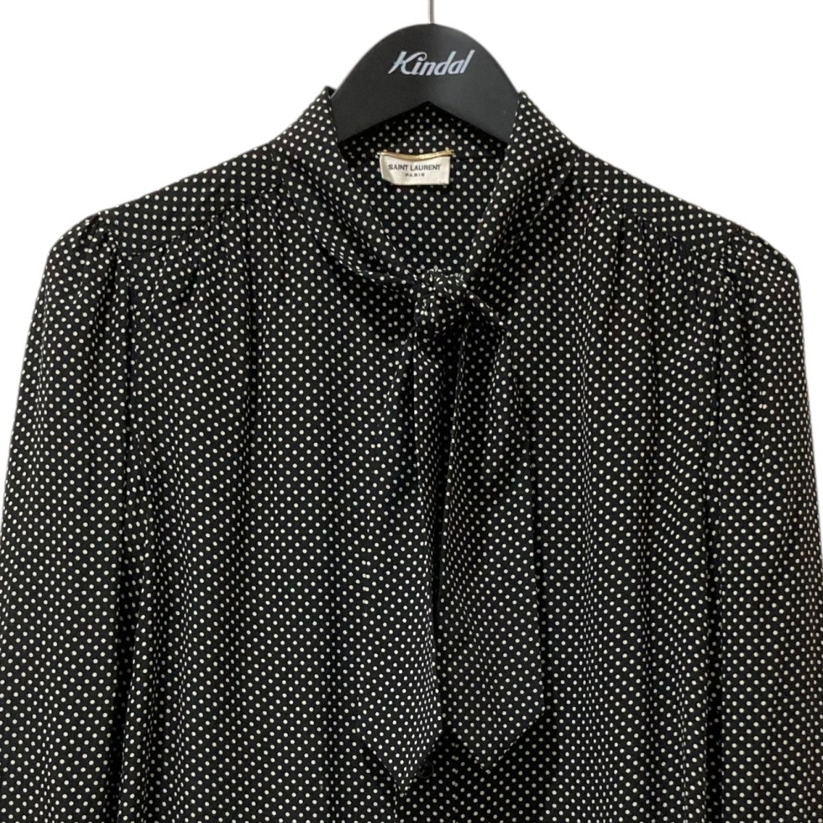 SAINT LAURENT ドット柄リボン付きブラウス SAINT LAURENT ドット柄リボンブラウス国内正規品XSサイズ