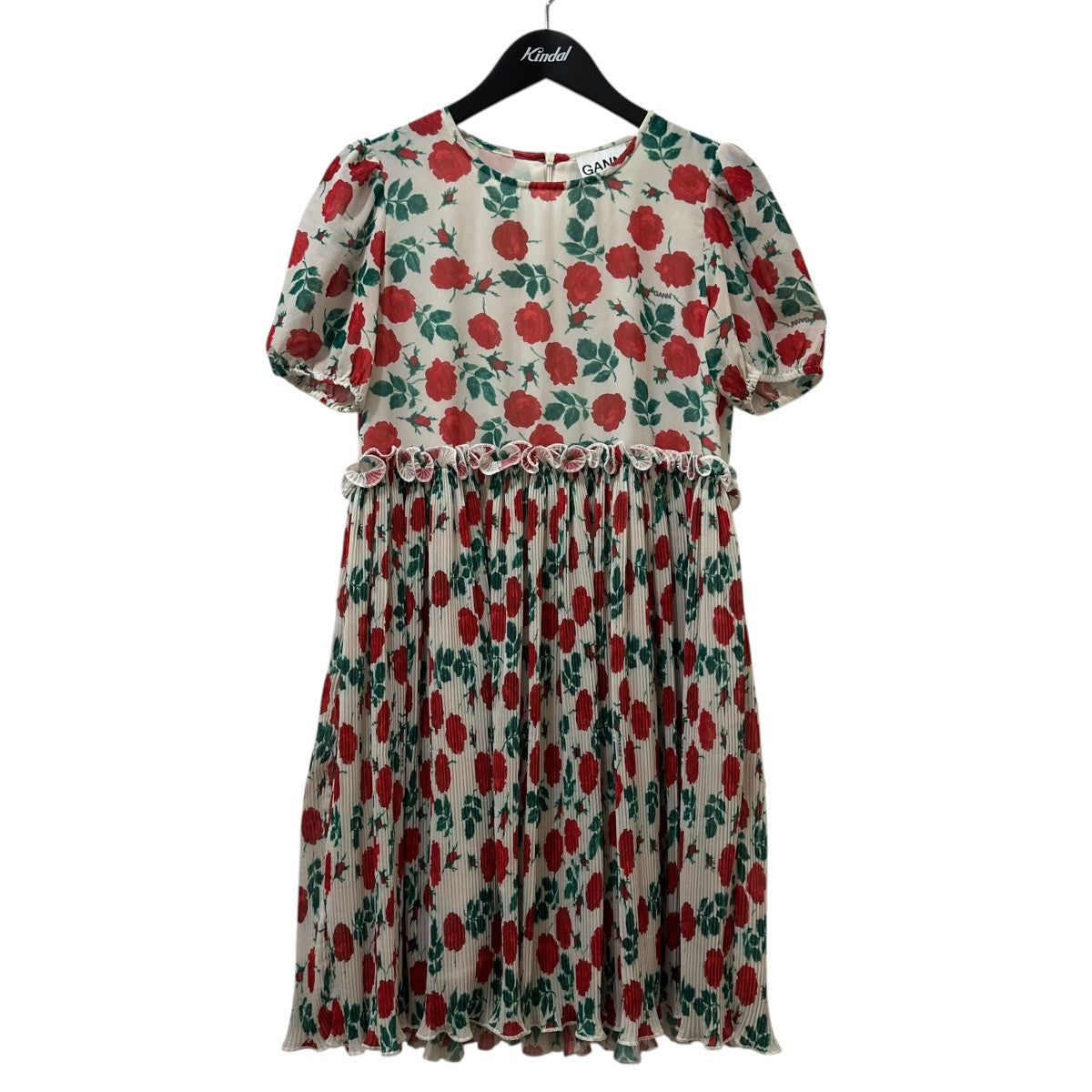 まるちゃん　GANNI 花柄　ワンピース　新品未使用 Ganni(ガニー) 花柄半袖ワンピース6088 6088 レッド×グリーン