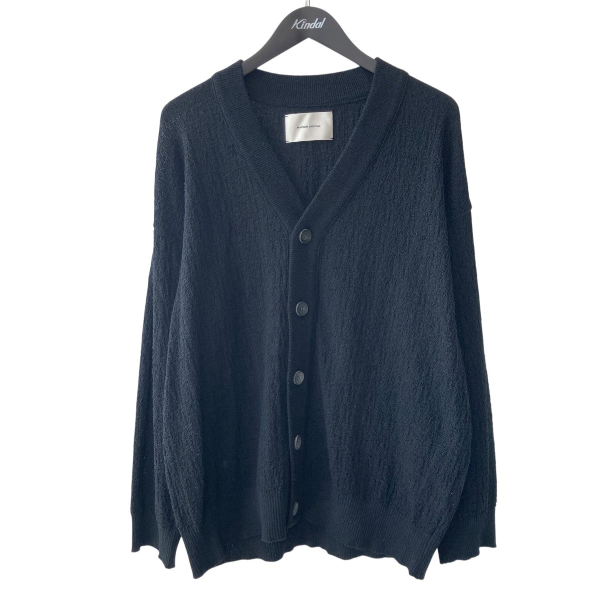 ※即日発送　MAISON SPECIALツイードニットカーディガンブルーサイズ1 MAISON SPECIAL カーディガン Life Word Embroidery Knit
