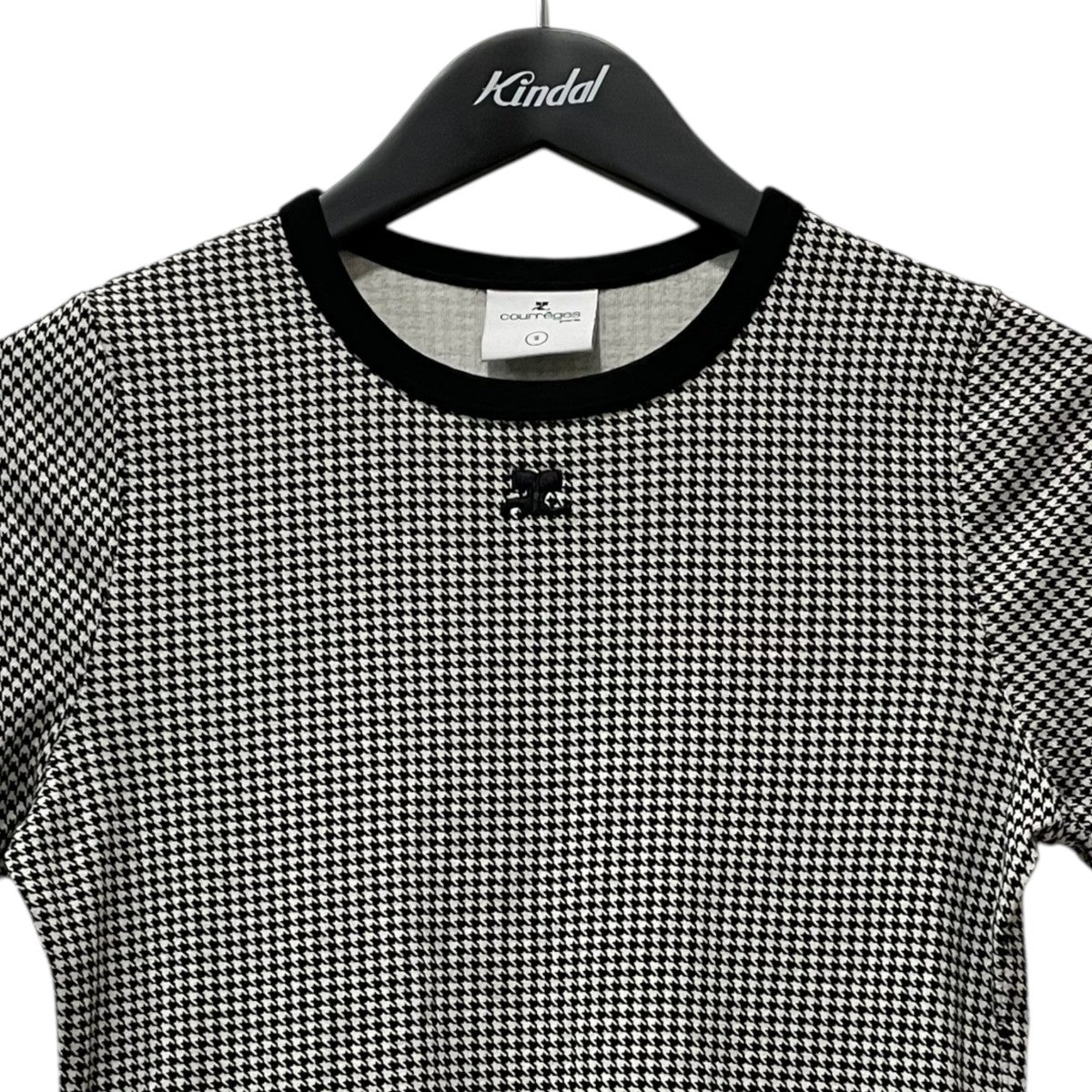 courreges パステルブルー 千鳥柄 コート 11号　羊毛　アンゴラ courreges パステルブルー 千鳥柄 コート 11号 羊毛 アンゴラ