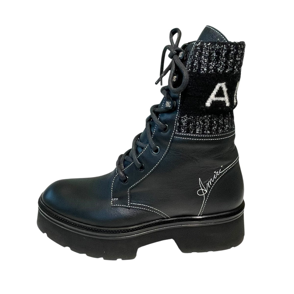 【関税込み】AMIRI タン ニット ロゴ カラー コンバットブーツ AMIRI(アミリ) 「MILITARY COMBAT BOOT」ミリタリーコンバット