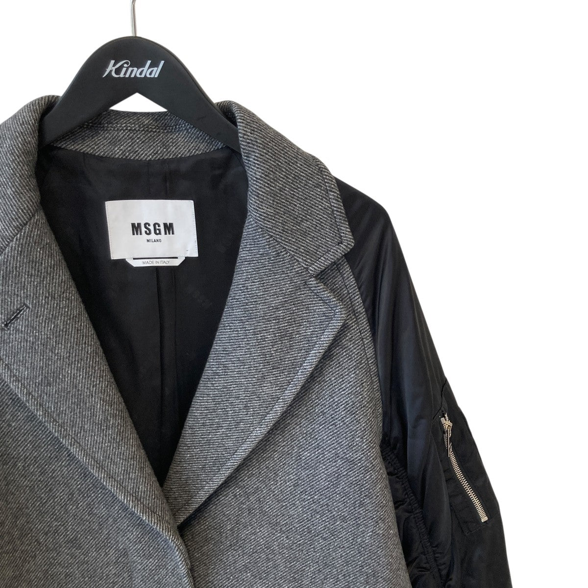 MSGM(エムエスジーエム) ヘリボーンナイロンスリーブチェスターコート