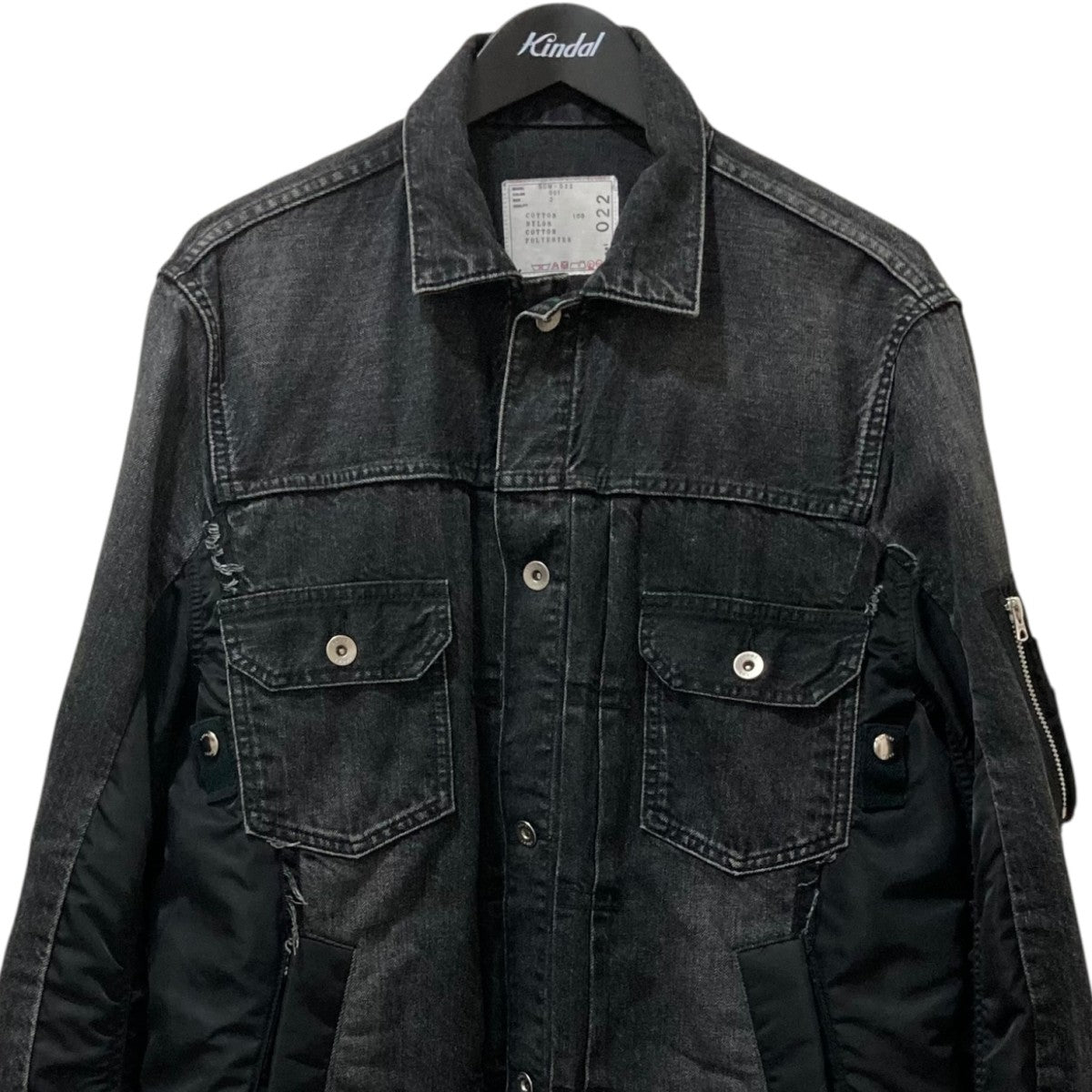 サカイ デニムジャケット ドッキング SCM-0022 sacai sacai Sacai サカイ 21AW ダメージ加工 ドッキング MA-1 デニム