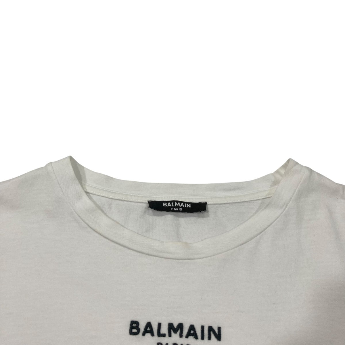 BALMAIN バルマン　クルーネック　カットソー　Tシャツ　ホワイト ロゴプリント Tシャツ クルーネック 半袖 コットン ホワイト