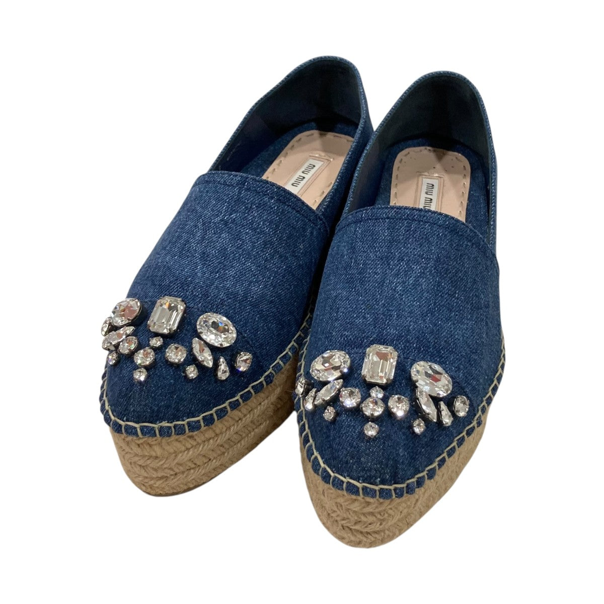 【完売必至】Miu Miu デニム ロゴ エスパドリーユ MIU MIU(ミュウミュウ) デニムエスパドリーユサンダル
