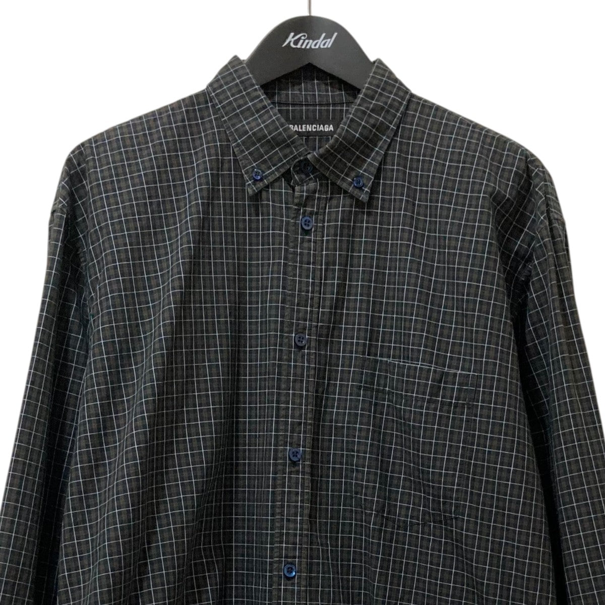 BALENCIAGA ボウタイ付き バックロゴ ニュースウィング チェックシャツ BALENCIAGA ボウタイ付き バックロゴ ニュースウィング チェック