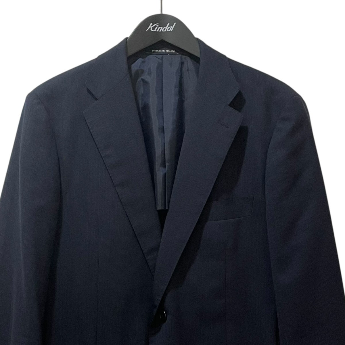 green label relaxing シルク混スーツ ストライプネイビー46 green label relaxing 美品 GREEN LABEL RELAXING グリーン