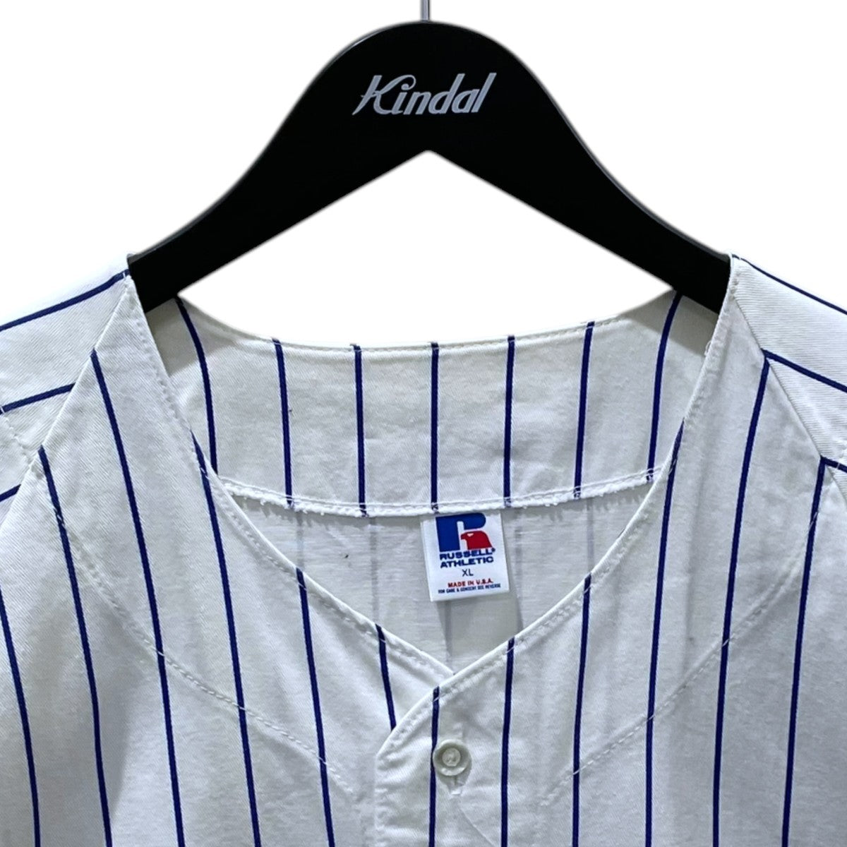 RUSSELL ATHLETIC 80s ピンストライプ柄半袖シャツ BASEBALL SHIRT ベースボールシャツ USA製 古着・中古-3枚目のアイテム画像
