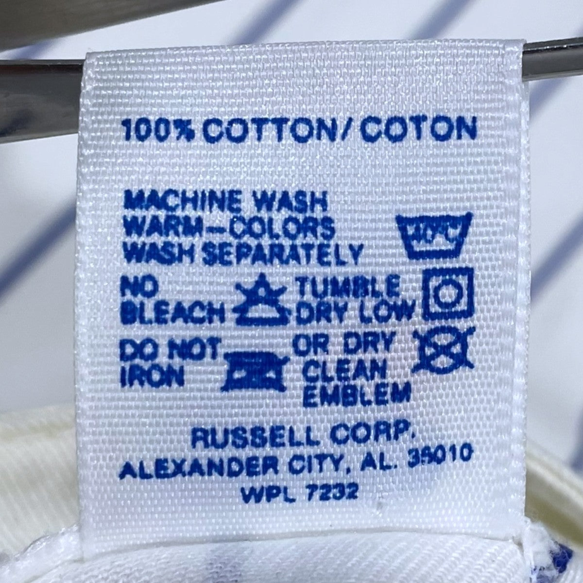 RUSSELL ATHLETIC 80s ピンストライプ柄半袖シャツ BASEBALL SHIRT ベースボールシャツ USA製 古着・中古-9枚目のアイテム画像