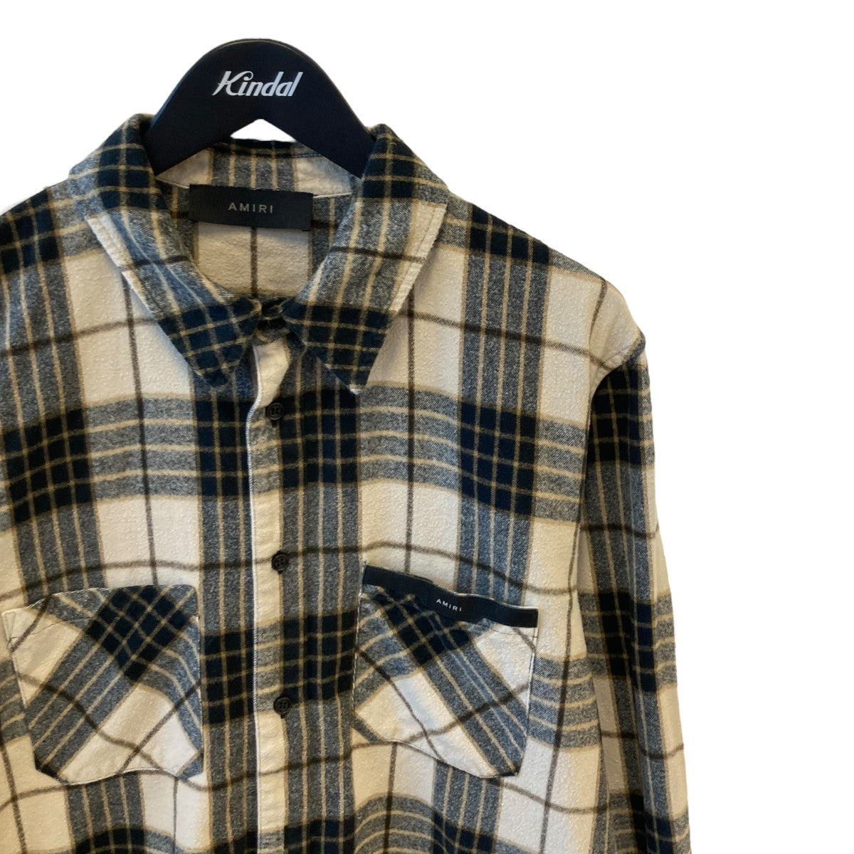 AMIRI アミリ　シャークペイント　チェックシャツ AMIRI 17AW シャーク チェックシャツ 青 XS 新品 アミリ 鮫 切り