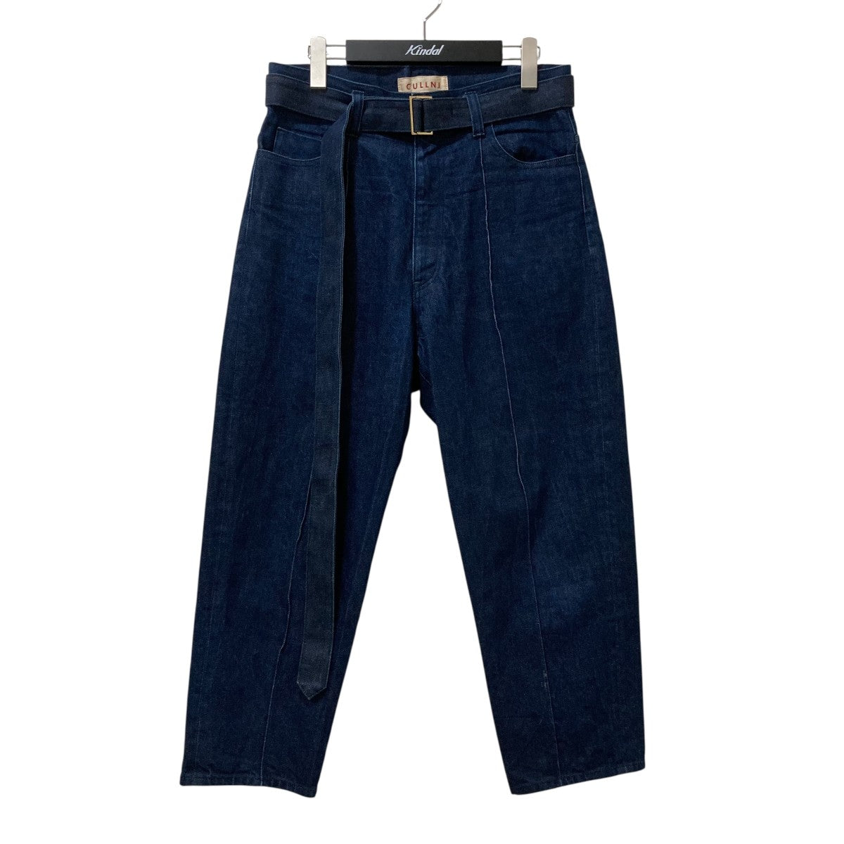 5015【美品】CULLNI クルニ　ベルテッドパンツ　スラックス　ネイビー　S CULLNI（クルニ）の「STUDIOUS別注 BELTED SLACKS（スラックス