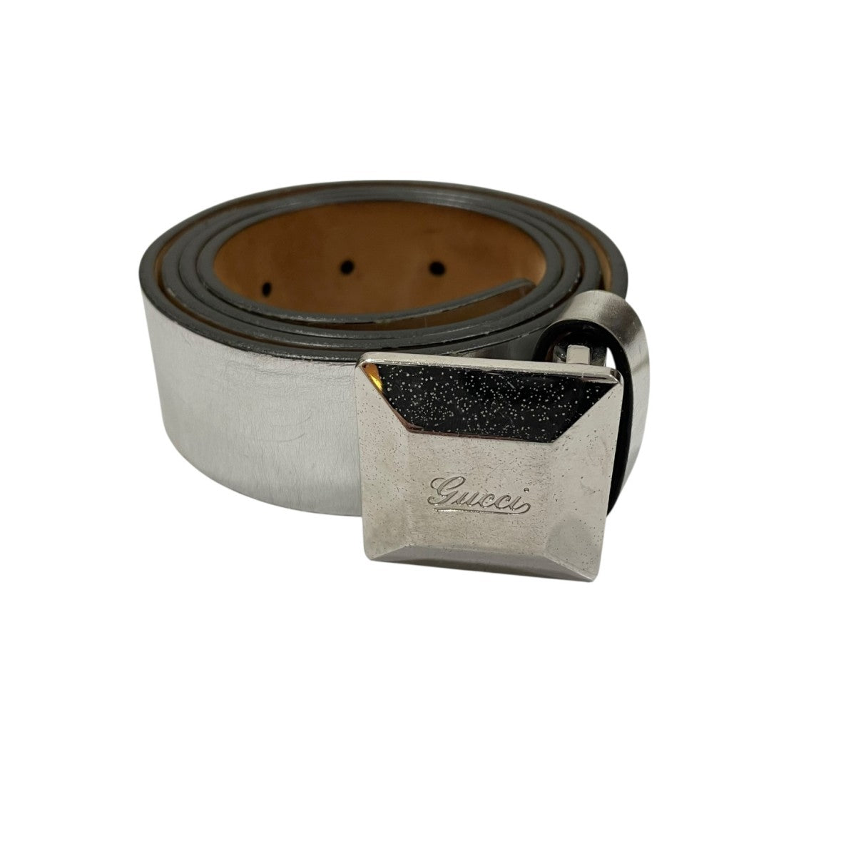 GUCCI(グッチ) スクエアバックルシルバーベルト シルバー｜【公式