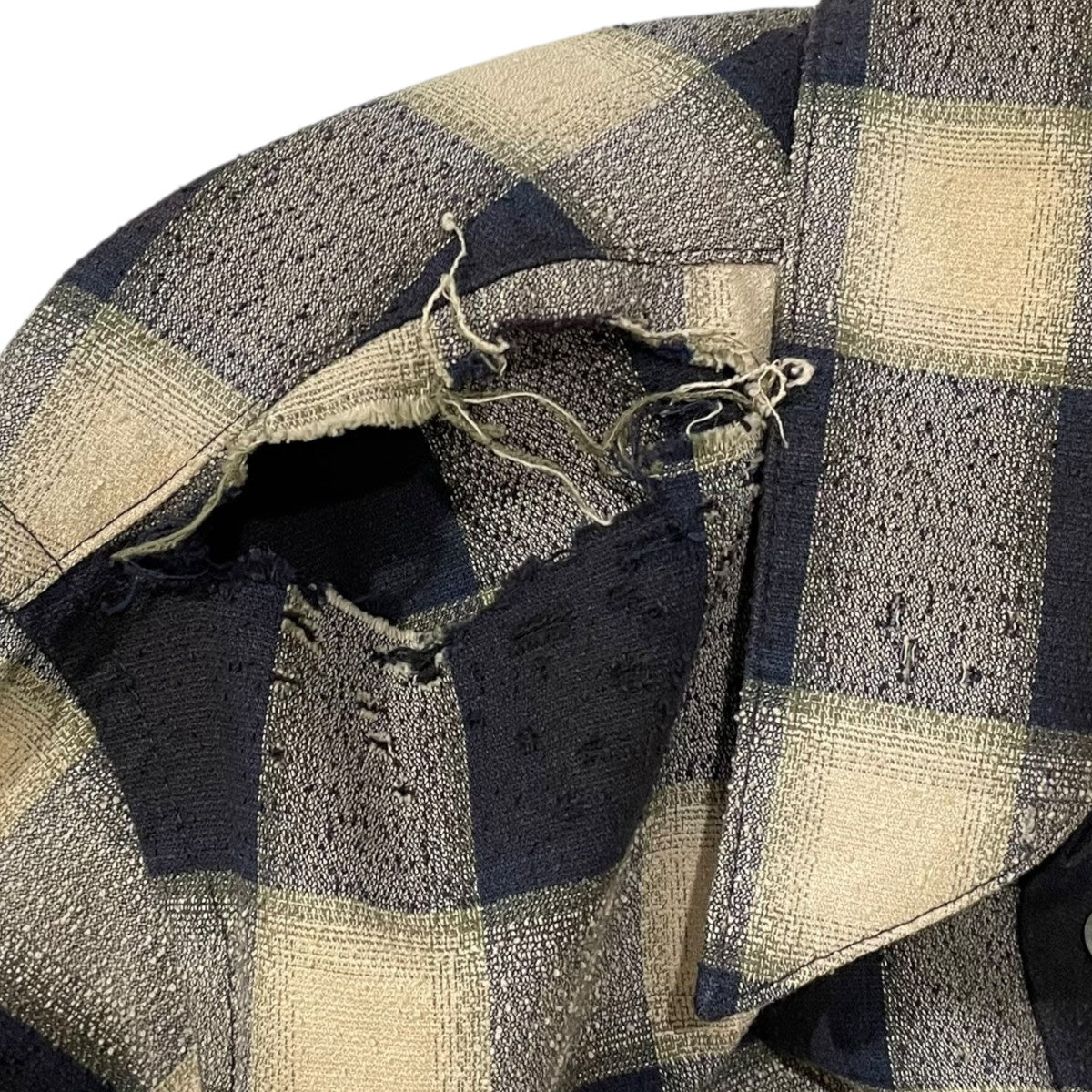 SUGARHILL(シュガーヒル) オンブレチェック柄ダメージ加工シャツ OMBRE