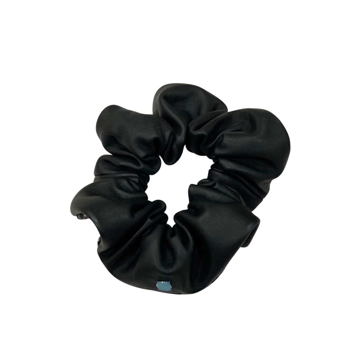 HERMES(エルメス) クラウディア レザーシルクトリムロゴメタルシュシュ