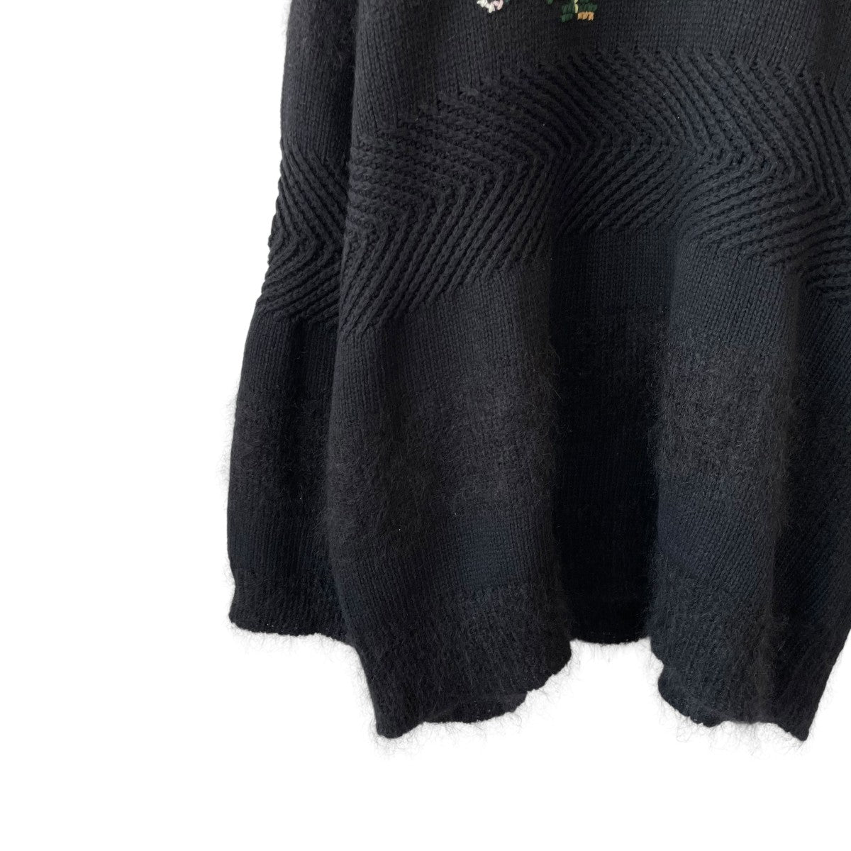 Flower Cross Embroidery Border Knitニット21AW K-1