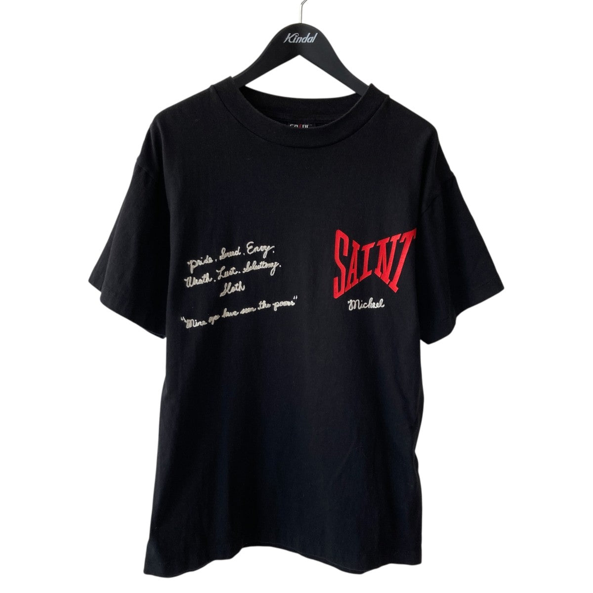 SAINT MICHAEL SS Tee Logo Emb BlackプリントTシャツSM-S21-0001-007 古着・中古-1枚目のアイテム画像