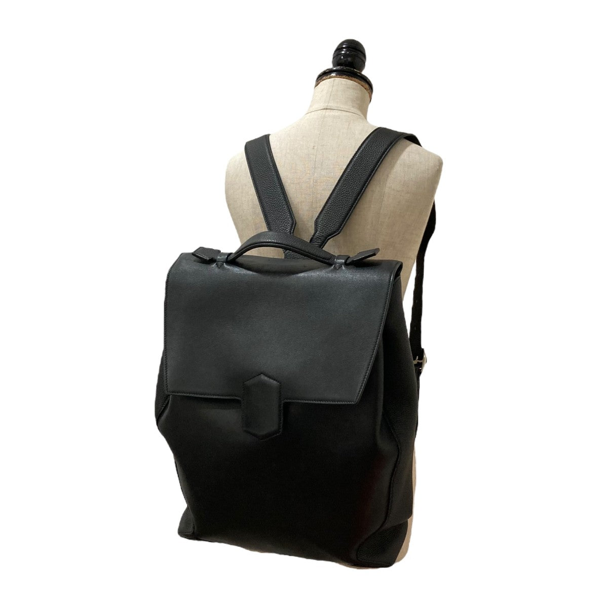 HERMES ブラック レザーバックパック HERMES(エルメス) フラッシュレザーバックパック ブラック