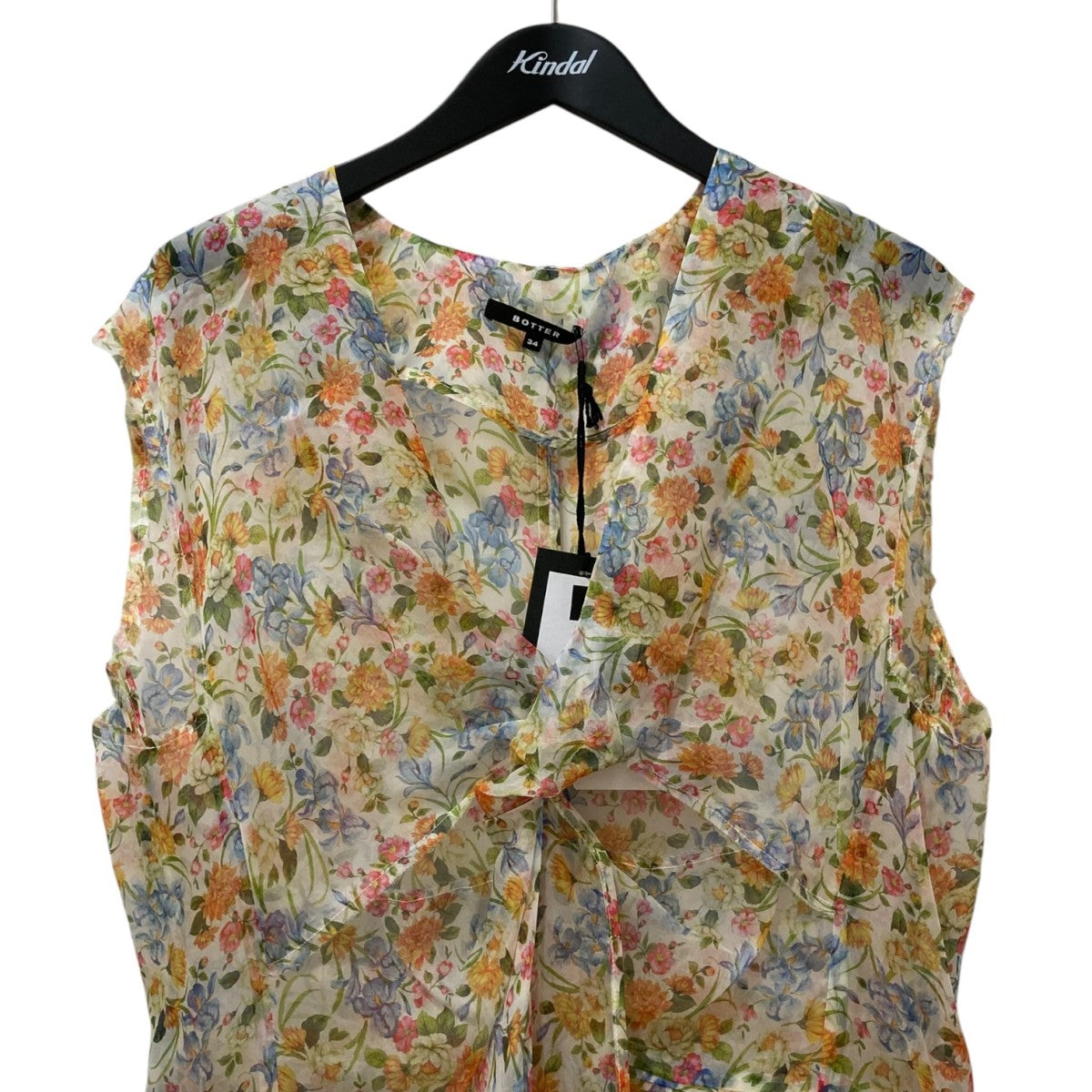 花柄ツイストシアーノースリーブドレス4S-W8036W122