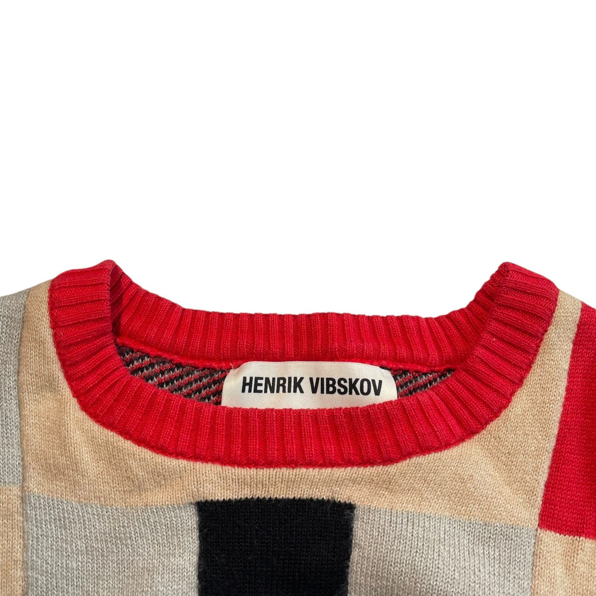 Henrik Vibskov(ヘンリックヴィブスコブ) 厚手ニット レッド×ベージュ