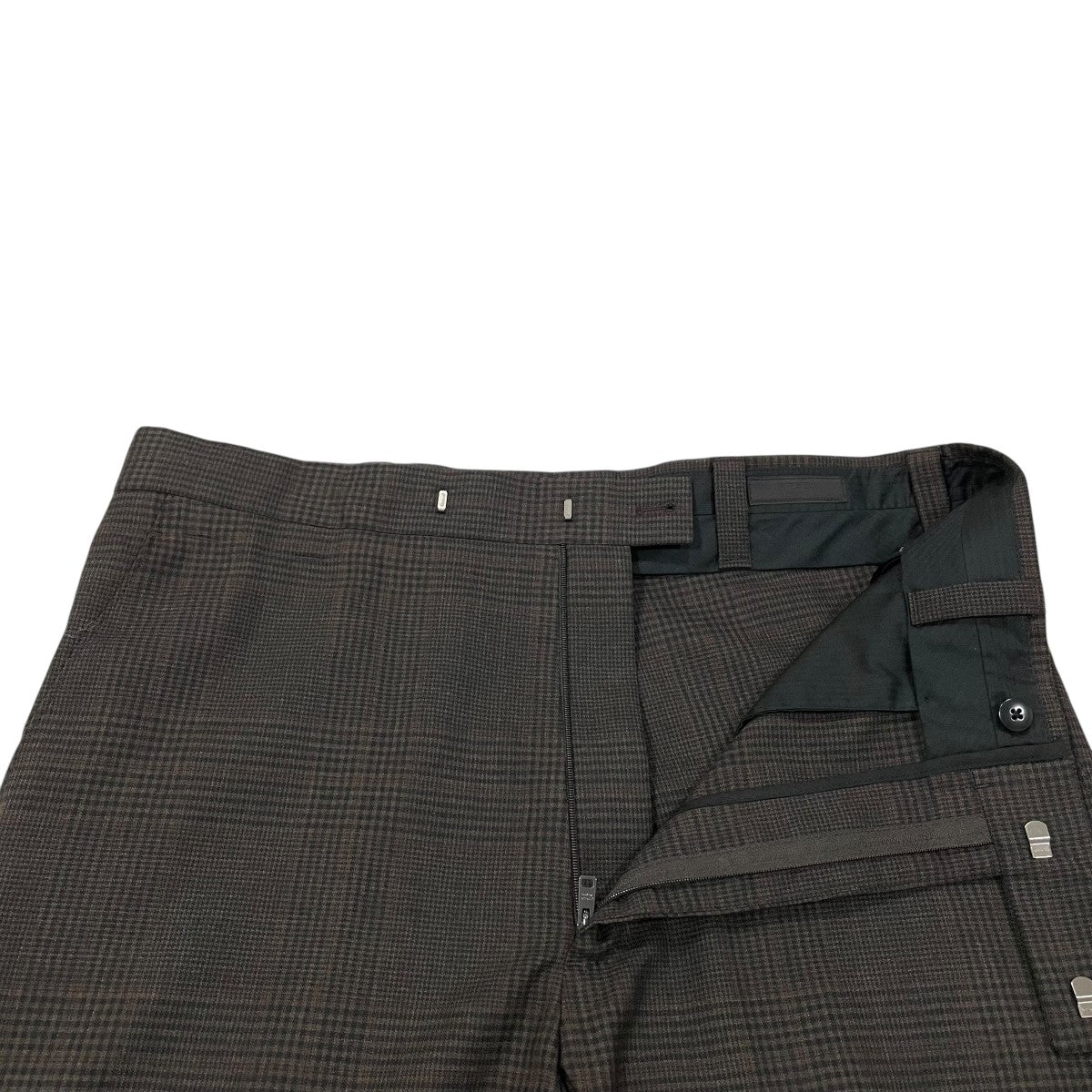 PRADA(プラダ) チェックストレート ワイドスラックスパンツ ブラウン