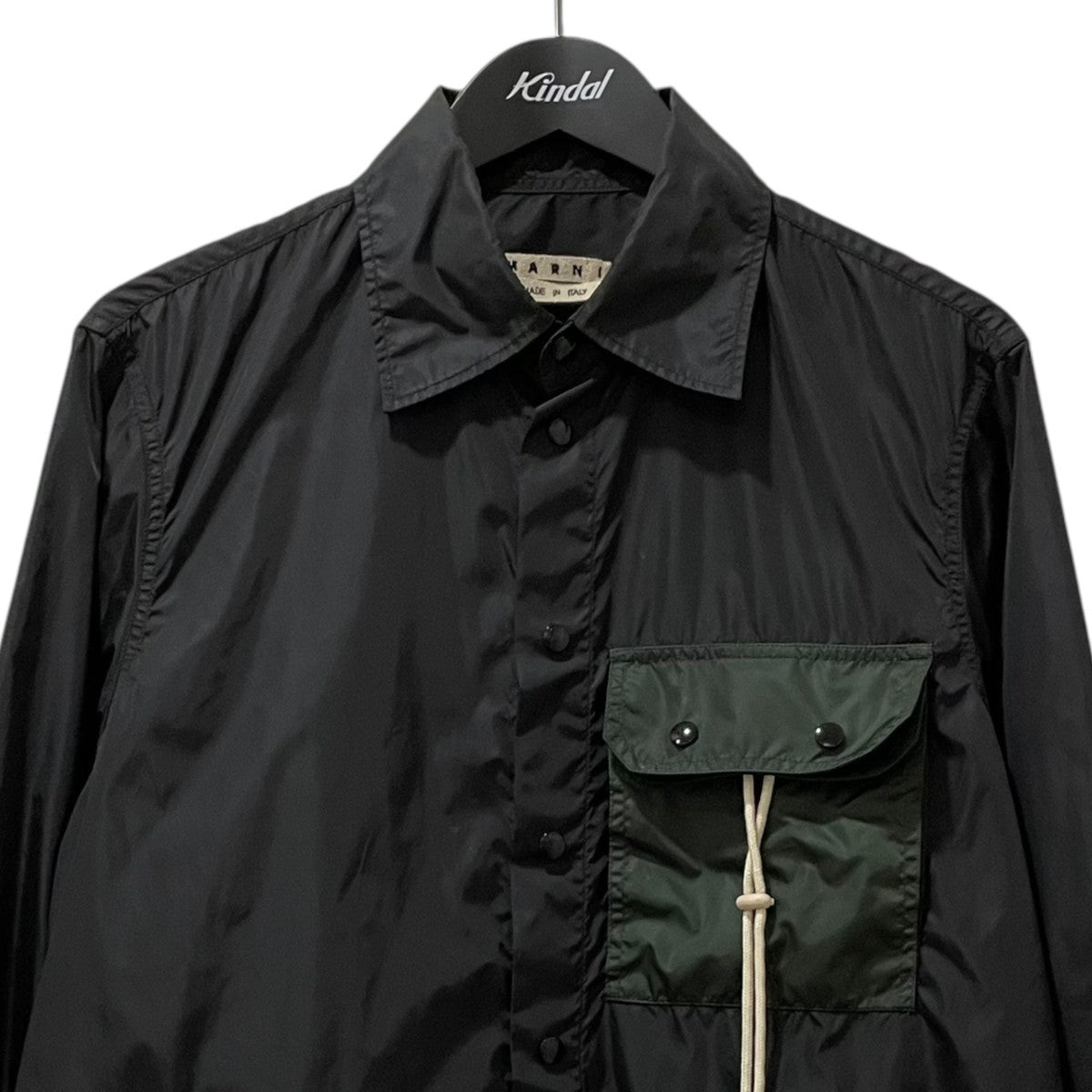 MARNI ナイロンパッカブルシャツ グリーン×ブラック　44 MARNI(マルニ) トロピカルウールシャツCUMU0061A0 CUMU0061A0