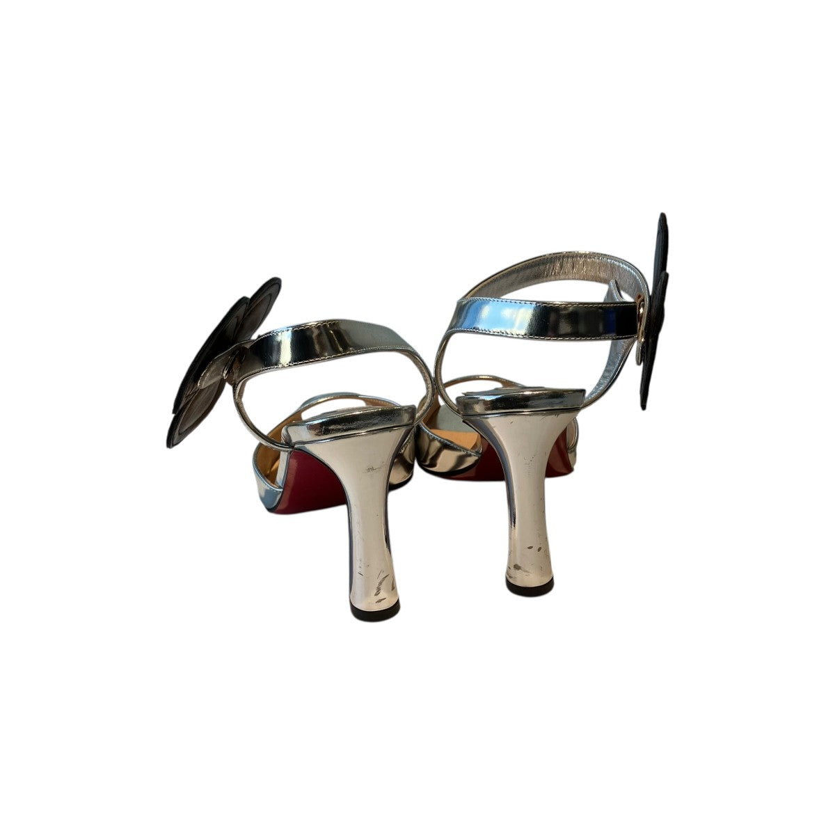 pansy 85 suede-trimmed metallic leather sandalsメタリックサンダル